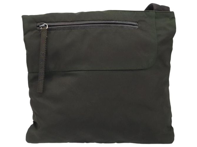 PRADA Schultertasche Nylon Khaki Silber Authentisch BSZ053 - Ansicht 13