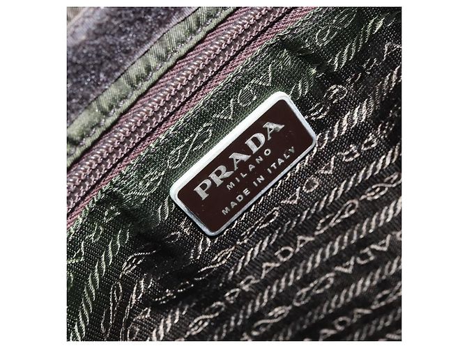 PRADA Schultertasche Nylon Khaki Silber Authentisch BSZ053 - Ansicht 18