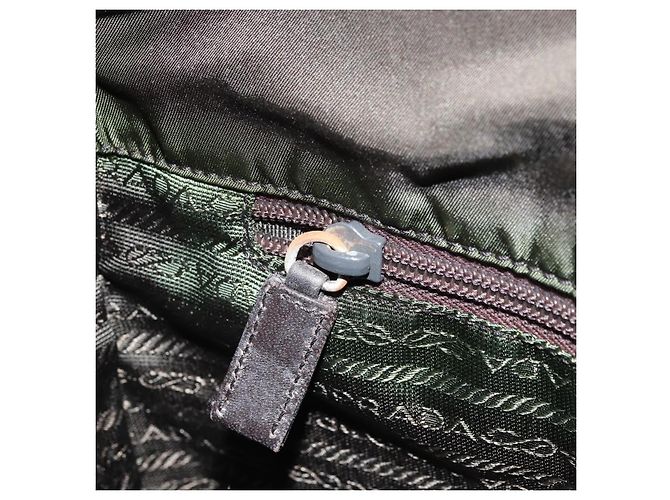 PRADA Schultertasche Nylon Khaki Silber Authentisch BSZ053 - Ansicht 21