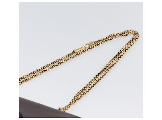 VALENTINO Borsa a Spalla con Catena Pelle Marrone Oro Auth ka3408A D'oro - vista 14