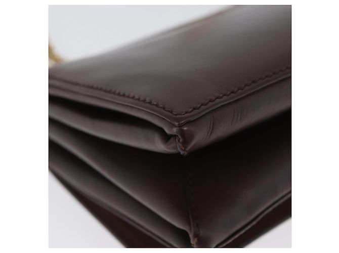 VALENTINO Borsa a Spalla con Catena Pelle Marrone Oro Auth ka3408A D'oro - vista 16
