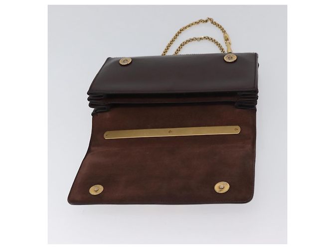 VALENTINO Borsa a Spalla con Catena Pelle Marrone Oro Auth ka3408A D'oro - vista 19