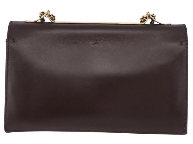 VALENTINO Borsa a Spalla con Catena Pelle Marrone Oro Auth ka3408A D'oro - vista 2