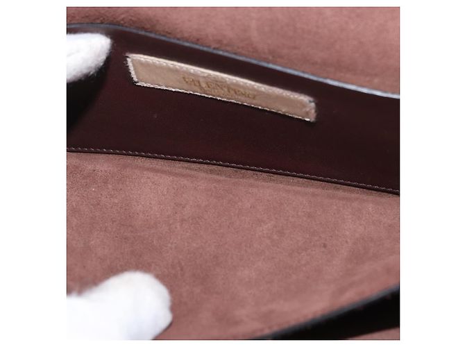 VALENTINO Borsa a Spalla con Catena Pelle Marrone Oro Auth ka3408A D'oro - vista 23