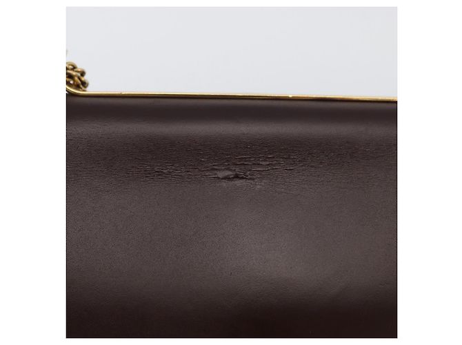 VALENTINO Borsa a Spalla con Catena Pelle Marrone Oro Auth ka3408A D'oro - vista 3