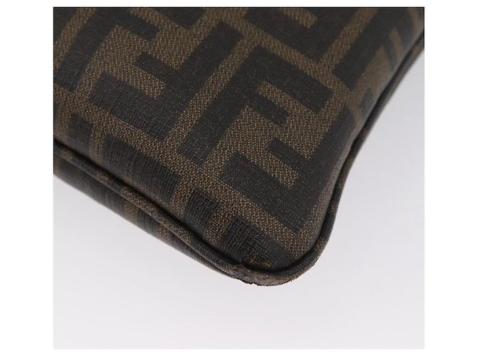 Borsa a Spalla in Tela Zucca FENDI PVC Marrone Nero Auth am11068A - vista 14