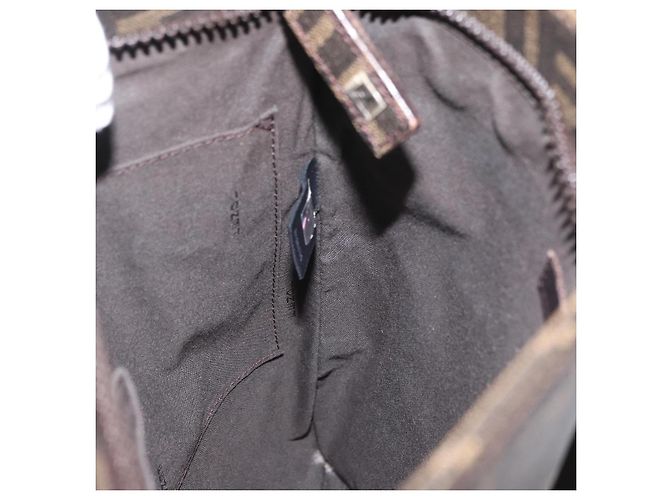 Borsa a Spalla in Tela Zucca FENDI PVC Marrone Nero Auth am11068A - vista 20