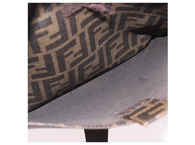 Borsa a Spalla in Tela Zucca FENDI PVC Marrone Nero Auth am11068A - vista 22