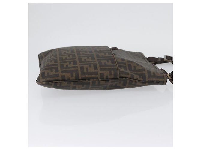Borsa a Spalla in Tela Zucca FENDI PVC Marrone Nero Auth am11068A - vista 3