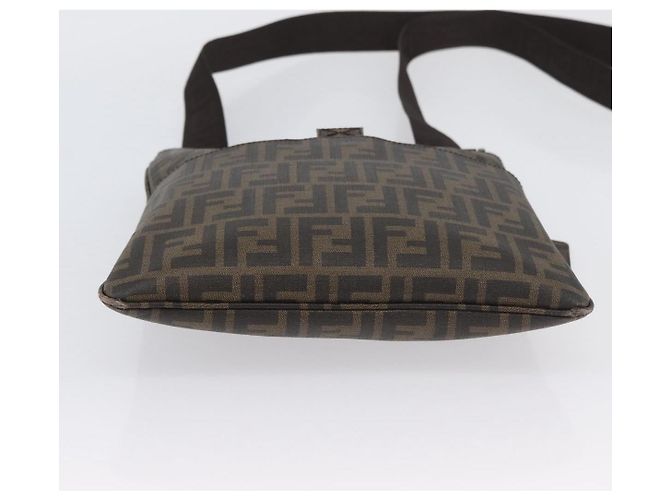 Borsa a Spalla in Tela Zucca FENDI PVC Marrone Nero Auth am11068A - vista 5