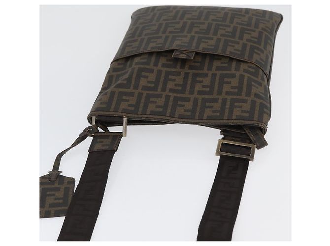 Borsa a Spalla in Tela Zucca FENDI PVC Marrone Nero Auth am11068A - vista 6