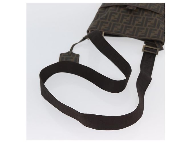 Borsa a Spalla in Tela Zucca FENDI PVC Marrone Nero Auth am11068A - vista 7