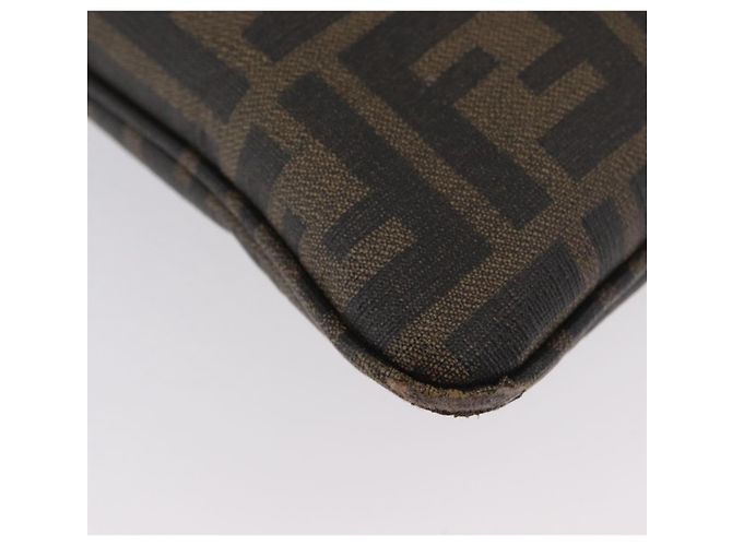 Borsa a Spalla in Tela Zucca FENDI PVC Marrone Nero Auth am11068A - vista 9