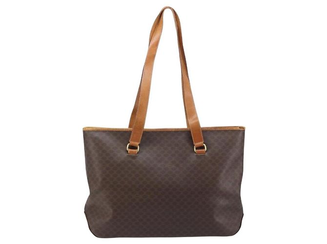 Céline Borsa tote in tela Macadam CELINE in pelle PVC marrone oro Auth bs34007 D'oro - vista 2