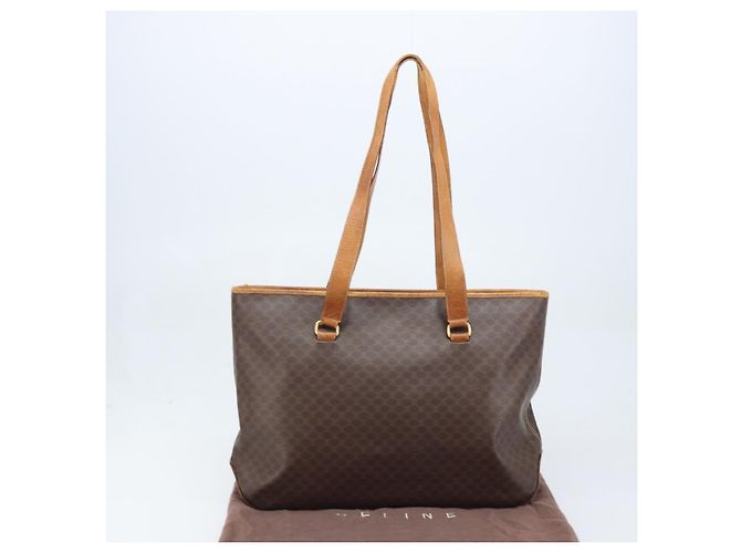 Céline Borsa tote in tela Macadam CELINE in pelle PVC marrone oro Auth bs34007 D'oro - vista 25
