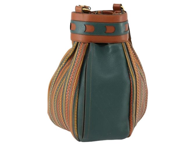 Autre Marque Borsa a Spalla DELVAUX in Pelle Verde Oro Auth BSZ321 D'oro - vista 2