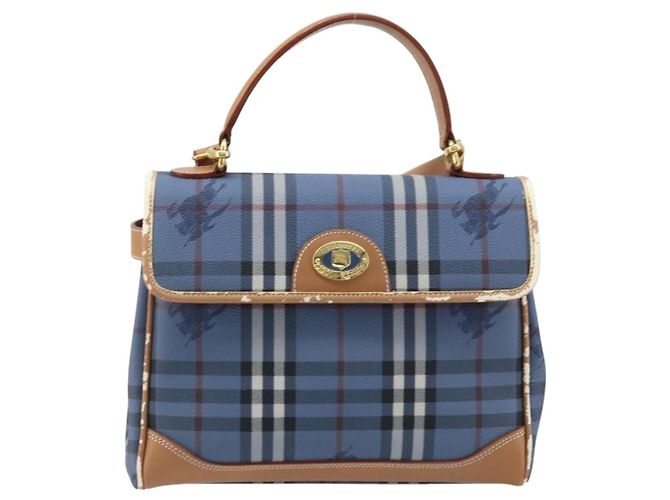 Borsa a mano Burberrys Nova Check PVC 2 vie Blu Oro Auth ARZ085 D'oro - vista 13