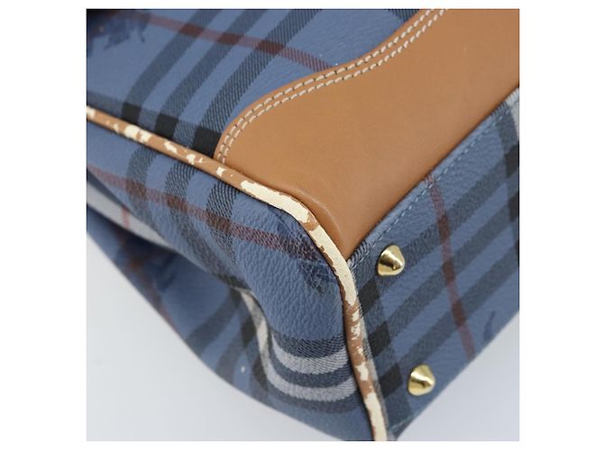 Borsa a mano Burberrys Nova Check PVC 2 vie Blu Oro Auth ARZ085 D'oro - vista 16
