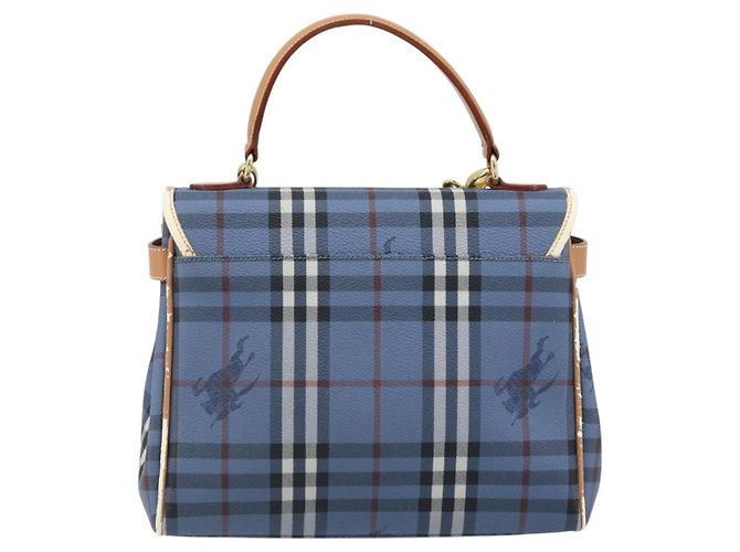 Borsa a mano Burberrys Nova Check PVC 2 vie Blu Oro Auth ARZ085 D'oro - vista 2