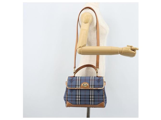 Borsa a mano Burberrys Nova Check PVC 2 vie Blu Oro Auth ARZ085 D'oro - vista 24