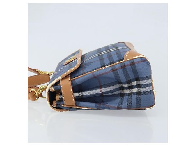 Borsa a mano Burberrys Nova Check PVC 2 vie Blu Oro Auth ARZ085 D'oro - vista 4