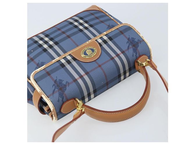 Borsa a mano Burberrys Nova Check PVC 2 vie Blu Oro Auth ARZ085 D'oro - vista 6