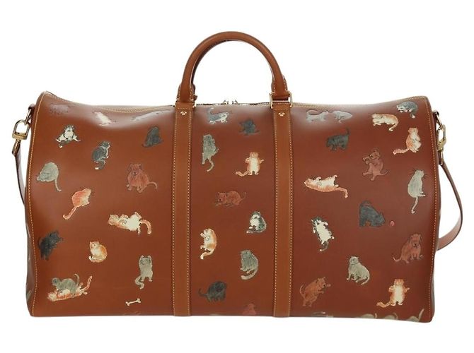 LOUIS VUITTON Borsa Keepall Bandoulière 55 Catgram Pelle M52951 LV Auth 156736SM Marrone - vista 13