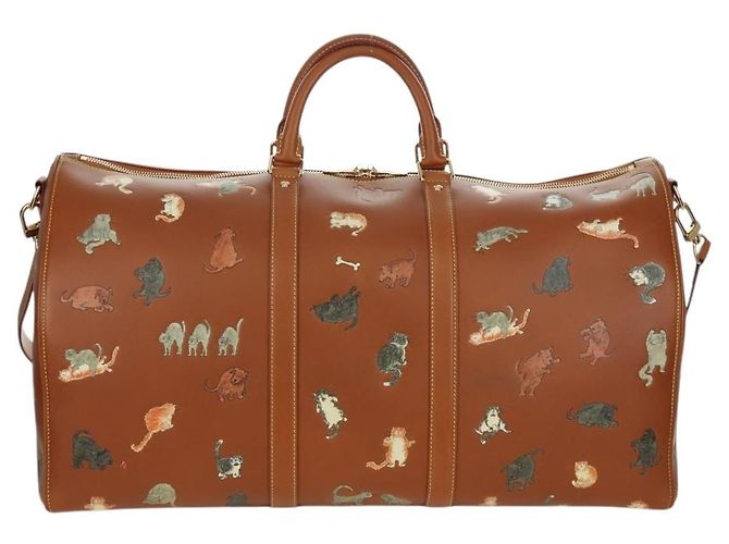 LOUIS VUITTON Borsa Keepall Bandoulière 55 Catgram Pelle M52951 LV Auth 156736SM Marrone - vista 2