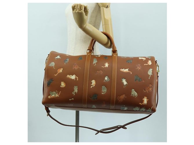LOUIS VUITTON Borsa Keepall Bandoulière 55 Catgram Pelle M52951 LV Auth 156736SM Marrone - vista 37