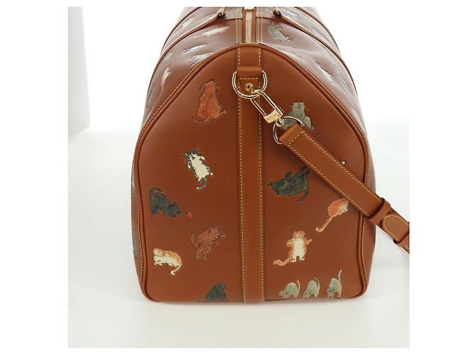LOUIS VUITTON Borsa Keepall Bandoulière 55 Catgram Pelle M52951 LV Auth 156736SM Marrone - vista 4