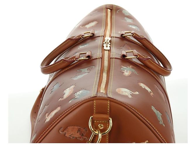 LOUIS VUITTON Borsa Keepall Bandoulière 55 Catgram Pelle M52951 LV Auth 156736SM Marrone - vista 6