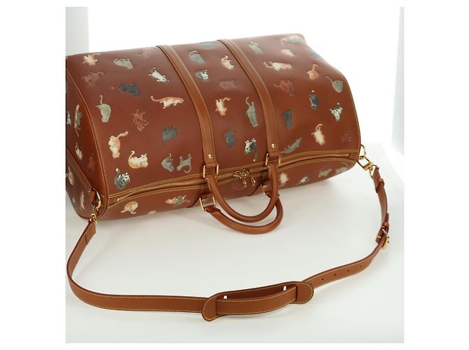 LOUIS VUITTON Borsa Keepall Bandoulière 55 Catgram Pelle M52951 LV Auth 156736SM Marrone - vista 8