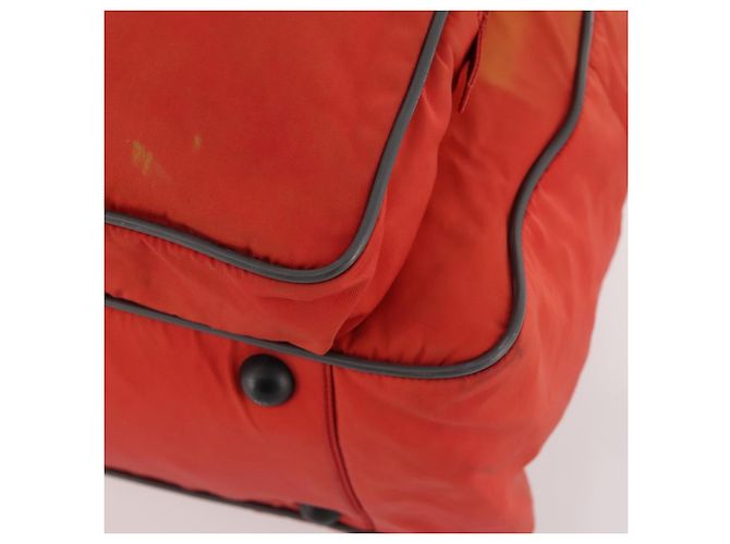Prada Borsa sportiva Boston in nylon 2 in 1 arancione argento Auth 173935 - vista 16
