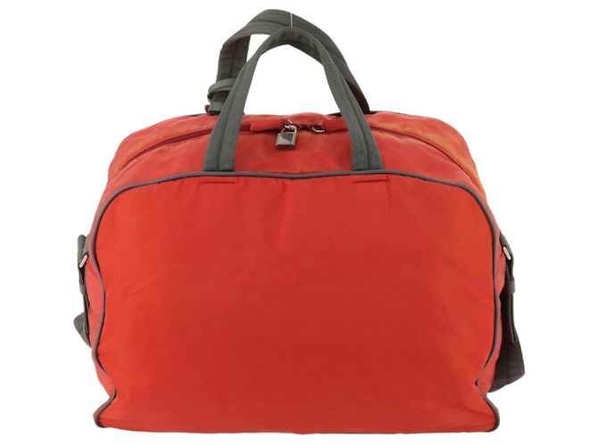 Prada Borsa sportiva Boston in nylon 2 in 1 arancione argento Auth 173935 - vista 2