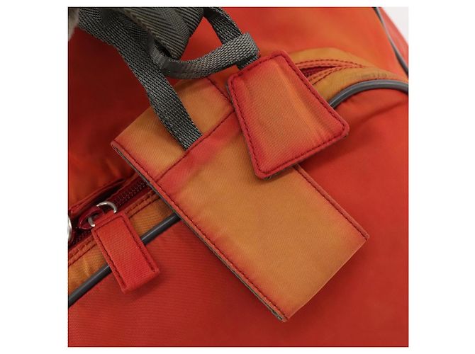 Prada Borsa sportiva Boston in nylon 2 in 1 arancione argento Auth 173935 - vista 20