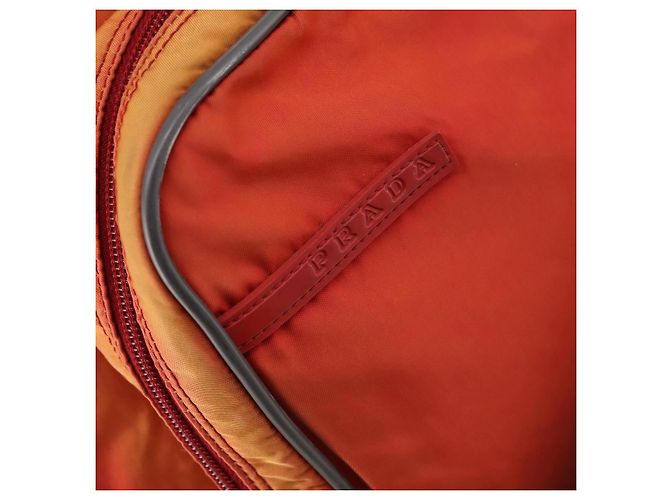 Prada Borsa sportiva Boston in nylon 2 in 1 arancione argento Auth 173935 - vista 21