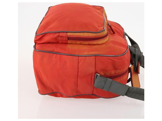 Prada Borsa sportiva Boston in nylon 2 in 1 arancione argento Auth 173935 - vista 3