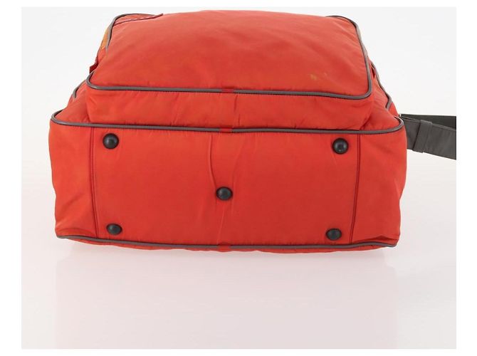 Prada Borsa sportiva Boston in nylon 2 in 1 arancione argento Auth 173935 - vista 5