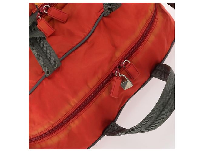 Prada Borsa sportiva Boston in nylon 2 in 1 arancione argento Auth 173935 - vista 6