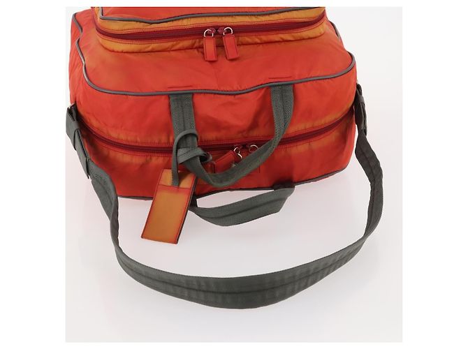 Prada Borsa sportiva Boston in nylon 2 in 1 arancione argento Auth 173935 - vista 7