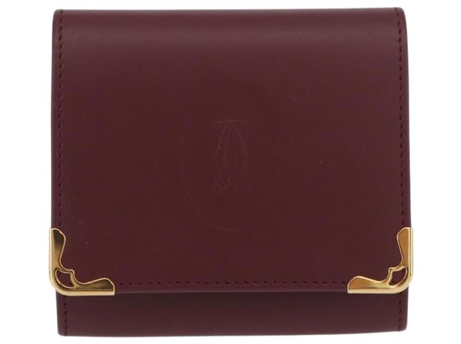 Monedero de cuero burdeos Must Line de CARTIER con dorado Auth am11082A - vista 13