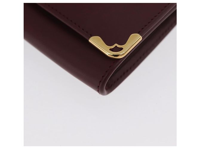 Monedero de cuero burdeos Must Line de CARTIER con dorado Auth am11082A - vista 14