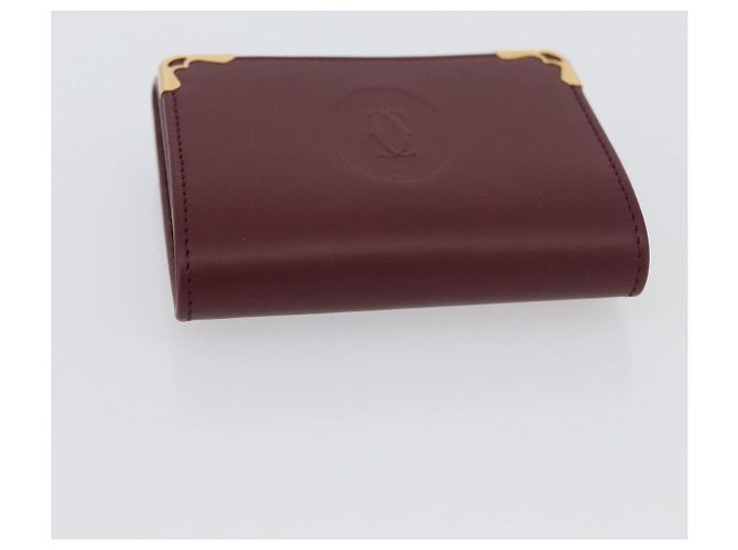 Monedero de cuero burdeos Must Line de CARTIER con dorado Auth am11082A - vista 5