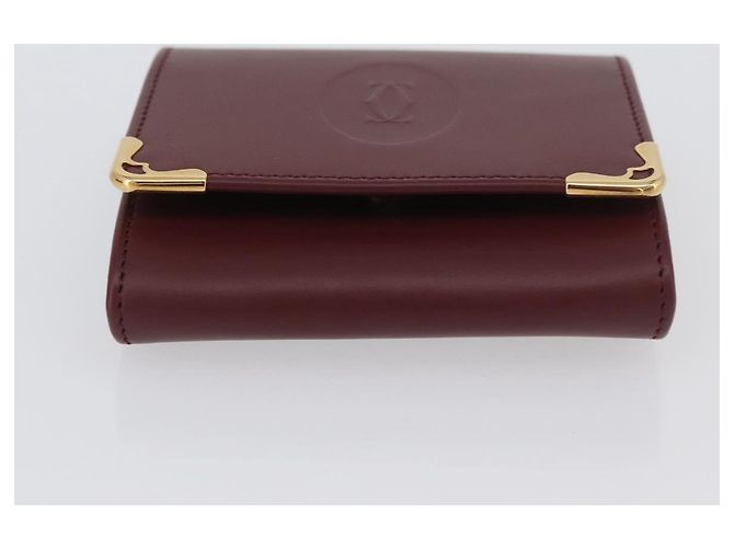 Monedero de cuero burdeos Must Line de CARTIER con dorado Auth am11082A - vista 6