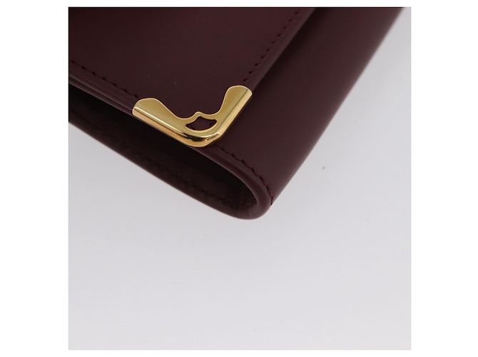 Monedero de cuero burdeos Must Line de CARTIER con dorado Auth am11082A - vista 7