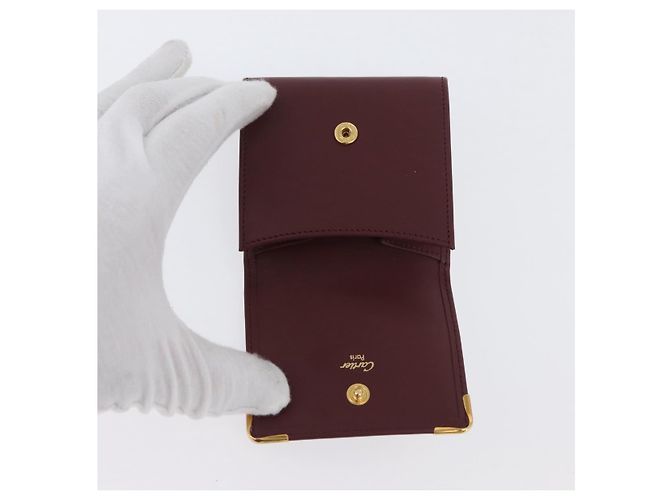 Monedero de cuero burdeos Must Line de CARTIER con dorado Auth am11082A - vista 8