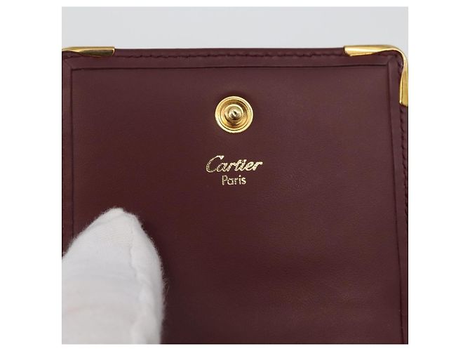 Monedero de cuero burdeos Must Line de CARTIER con dorado Auth am11082A - vista 9
