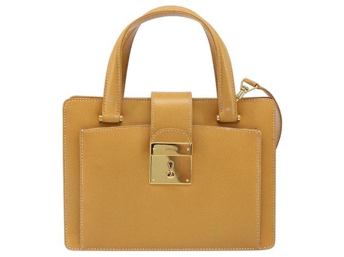 Borsa a mano GUCCI in pelle 2 in 1 beige oro Auth 173886 D'oro - vista 13