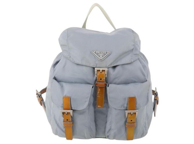 Zaino PRADA in nylon azzurro chiaro argento autentico hk3498A Blu chiaro - vista 13