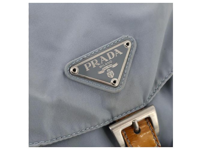 Zaino PRADA in nylon azzurro chiaro argento autentico hk3498A Blu chiaro - vista 20